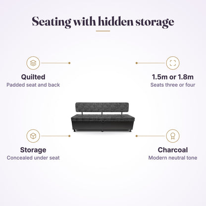 Storij Waiting Lounge with Storage Charcoal 1.5m, view 4
