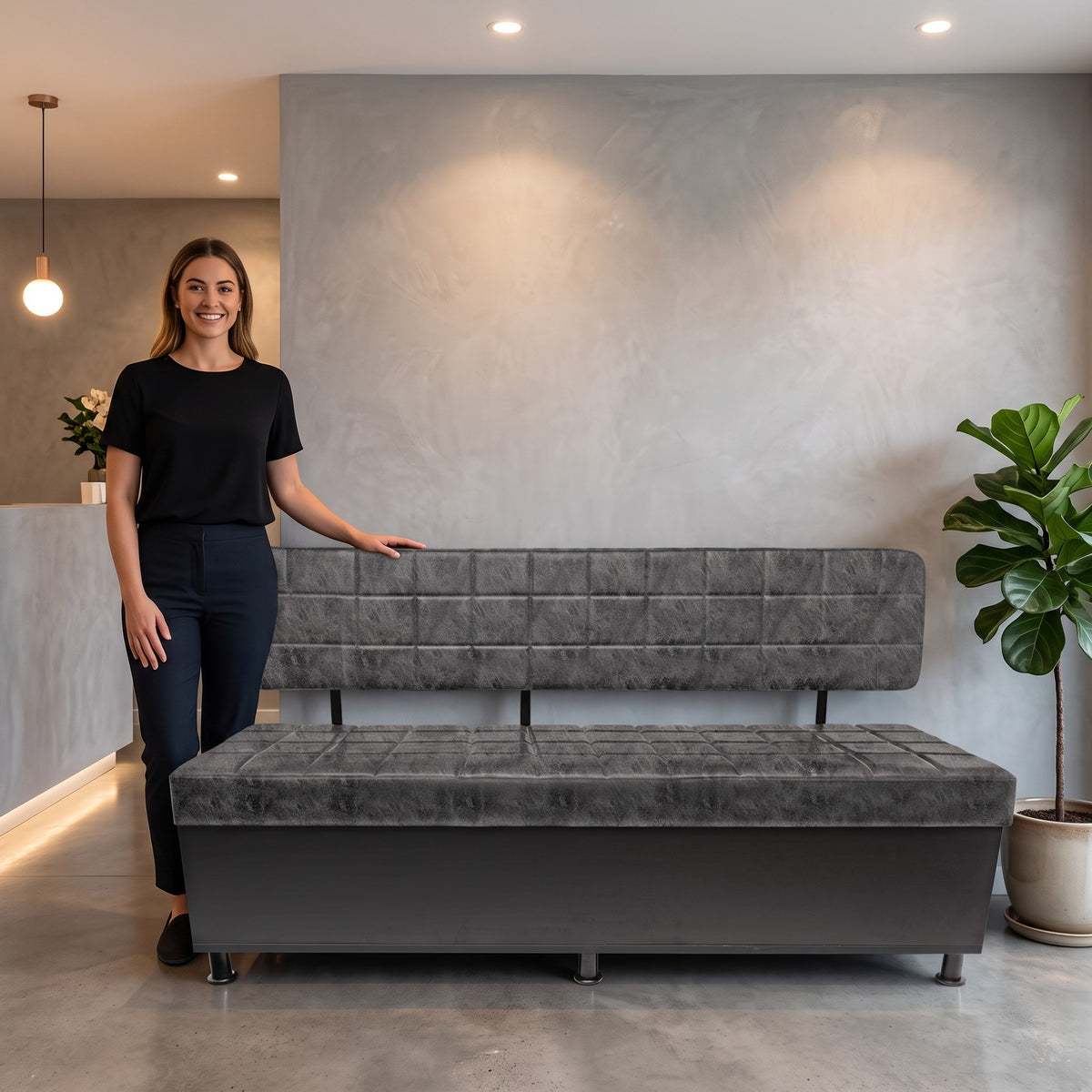 Storij Waiting Lounge with Storage Charcoal 1.5m, view 5