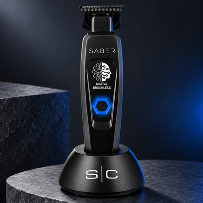 StyleCraft by Silver Bullet Saber Digital Brushless Hair Trimmer Black — studio product photograph