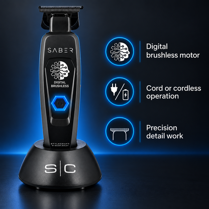 StyleCraft by Silver Bullet Saber Digital Brushless Hair Trimmer Black — product benefits