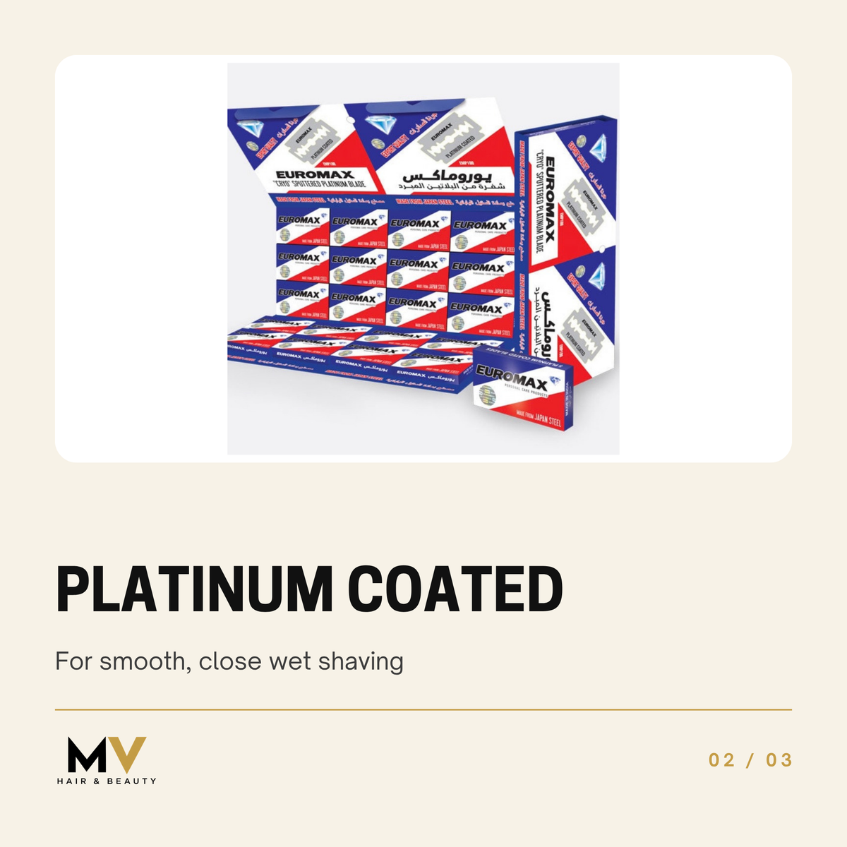 Super Max Blue Diamond Double Edge Razor Blades 100 Pack, Platinum coated