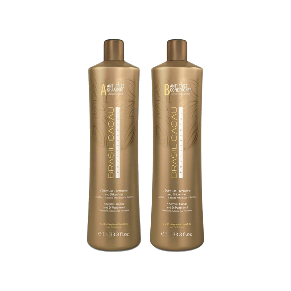 Brasil Cacau Anti Frizz Shampoo 1000ml & Keratin Anti Frizz Conditioner 1000ml Duo