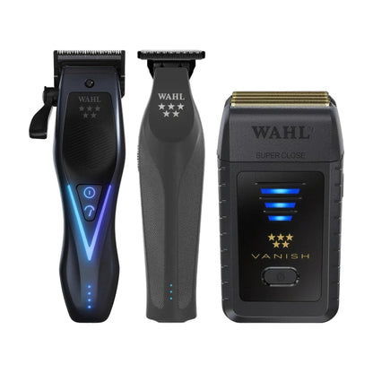 Wahl Vapor Switch Clipper, Hi-Viz Nightshade Trimmer & 5 Star Vanish Foil Shaver Trio