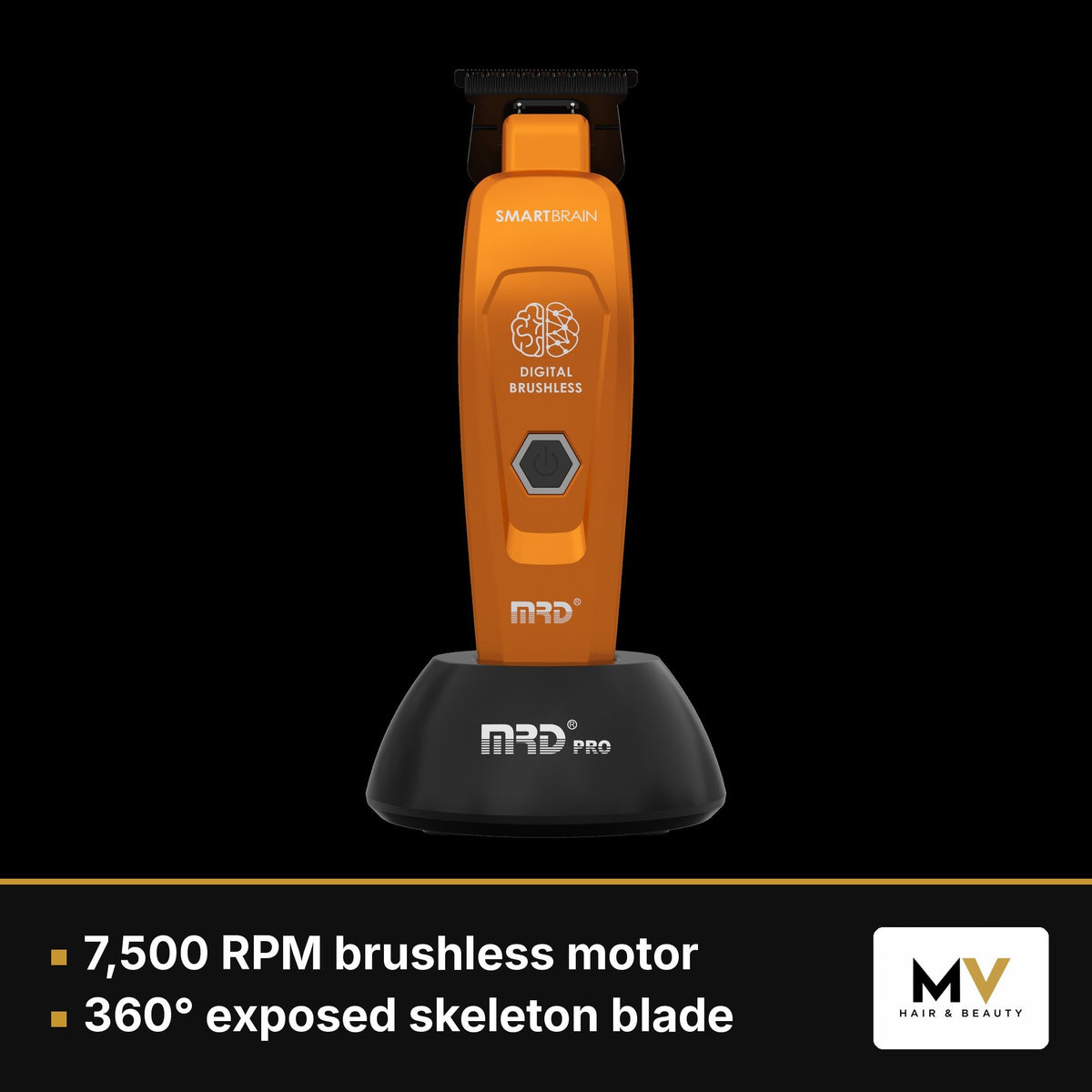 MRD Pro Smart Brain Cordless Clipper, Smart Brain Cordless Trimmer & Vector Foil Shaver Trio - Orange
