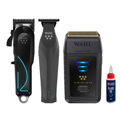 Wahl Senior 2.0 Cordless Clipper, Hi-Viz Nightshade Trimmer, 5 Star Vanish Foil Shaver & Blade Oil 60ml Kit