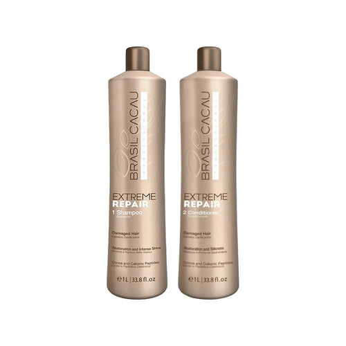 Brasil Cacau Extreme Repair Sulphate-Free Shampoo 1L & Extreme Repair Conditioner 1L Duo