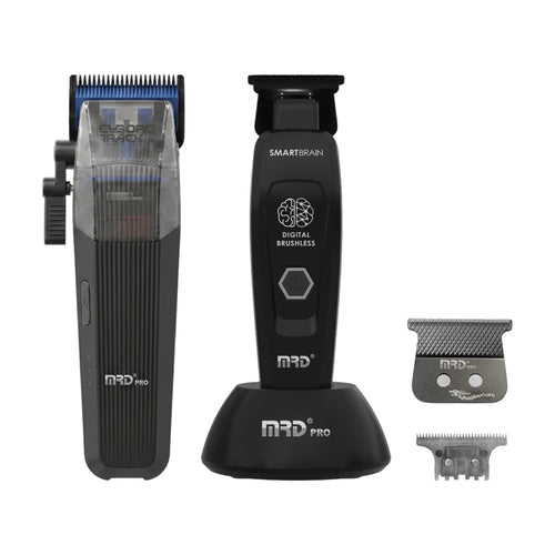 MRD Pro Cyborg Track Clipper, Smart Brain Cordless Trimmer & Smart Brain Trimmer Blade Trio - Black