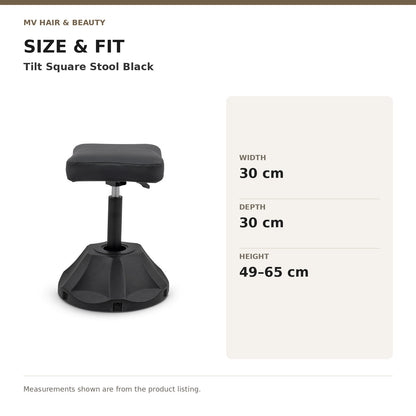 Tilt Square Stool Black dimensions: Width: 30 cm; Depth: 30 cm; Height: 49–65 cm
