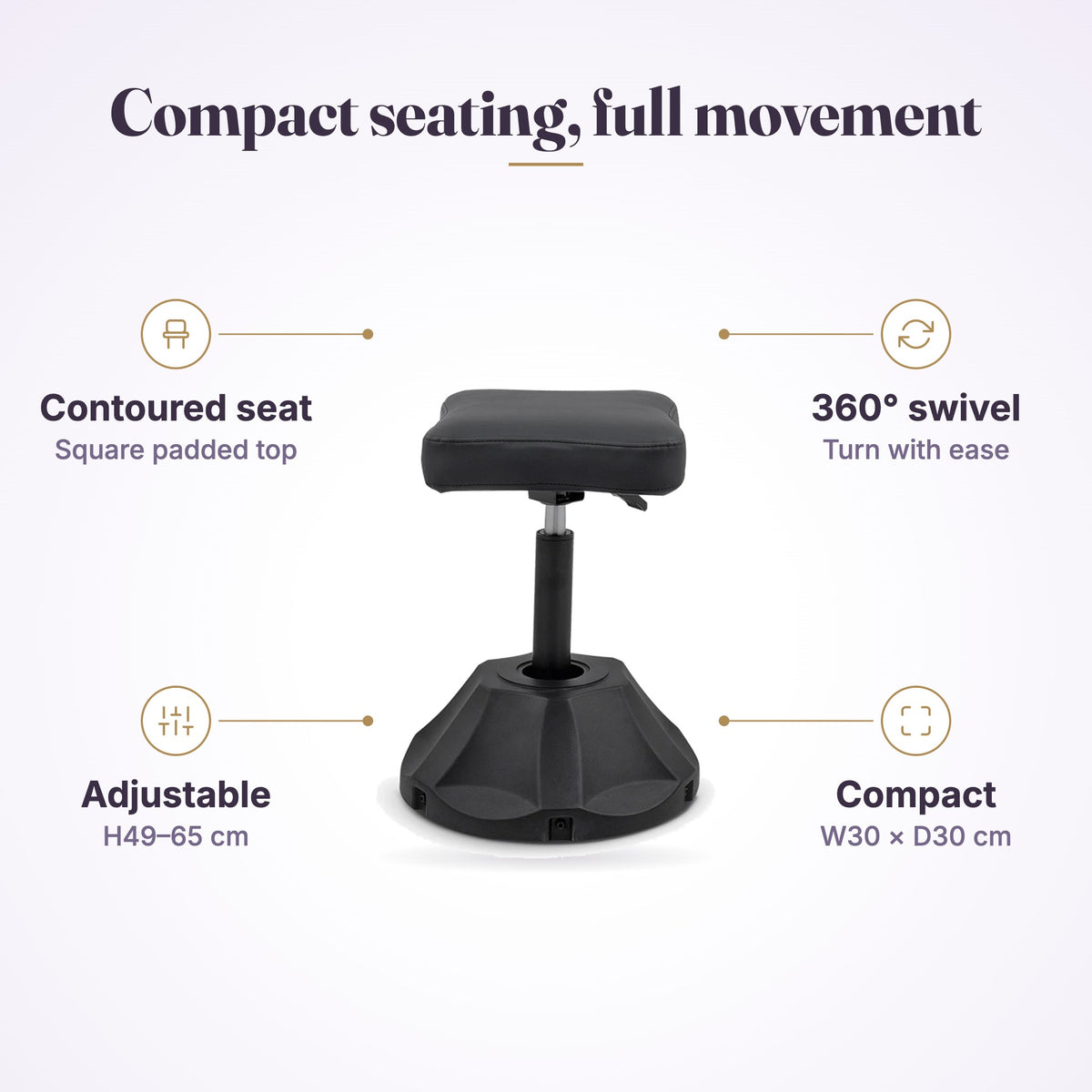 Tilt Square Stool Black, view 5