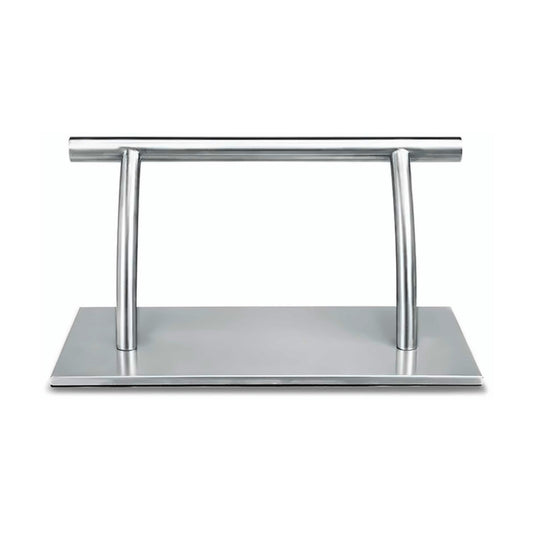 Todd Salon Footrest, chrome footrest bar on a flat steel base
