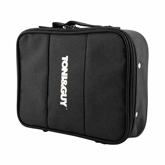 TONI&GUY black hairdressing tool case on white background
