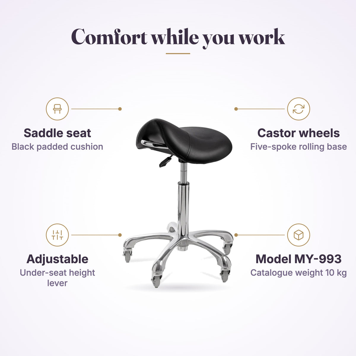 Tulsa Saddle Stool MY-993 black, view 4