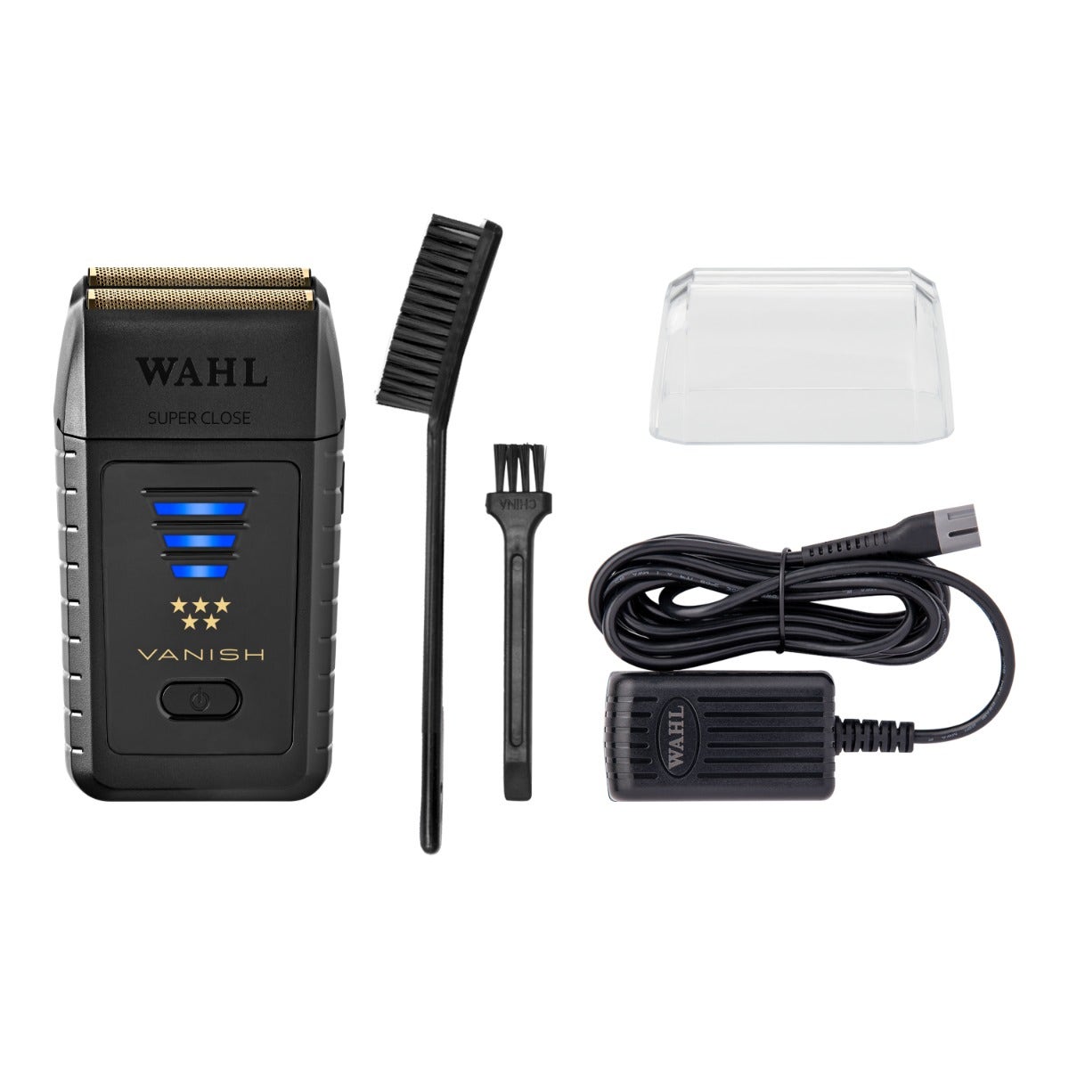 Wahl 5 Star Vanish Foil Shaver with foil guard, brushes and charger, included in the kit