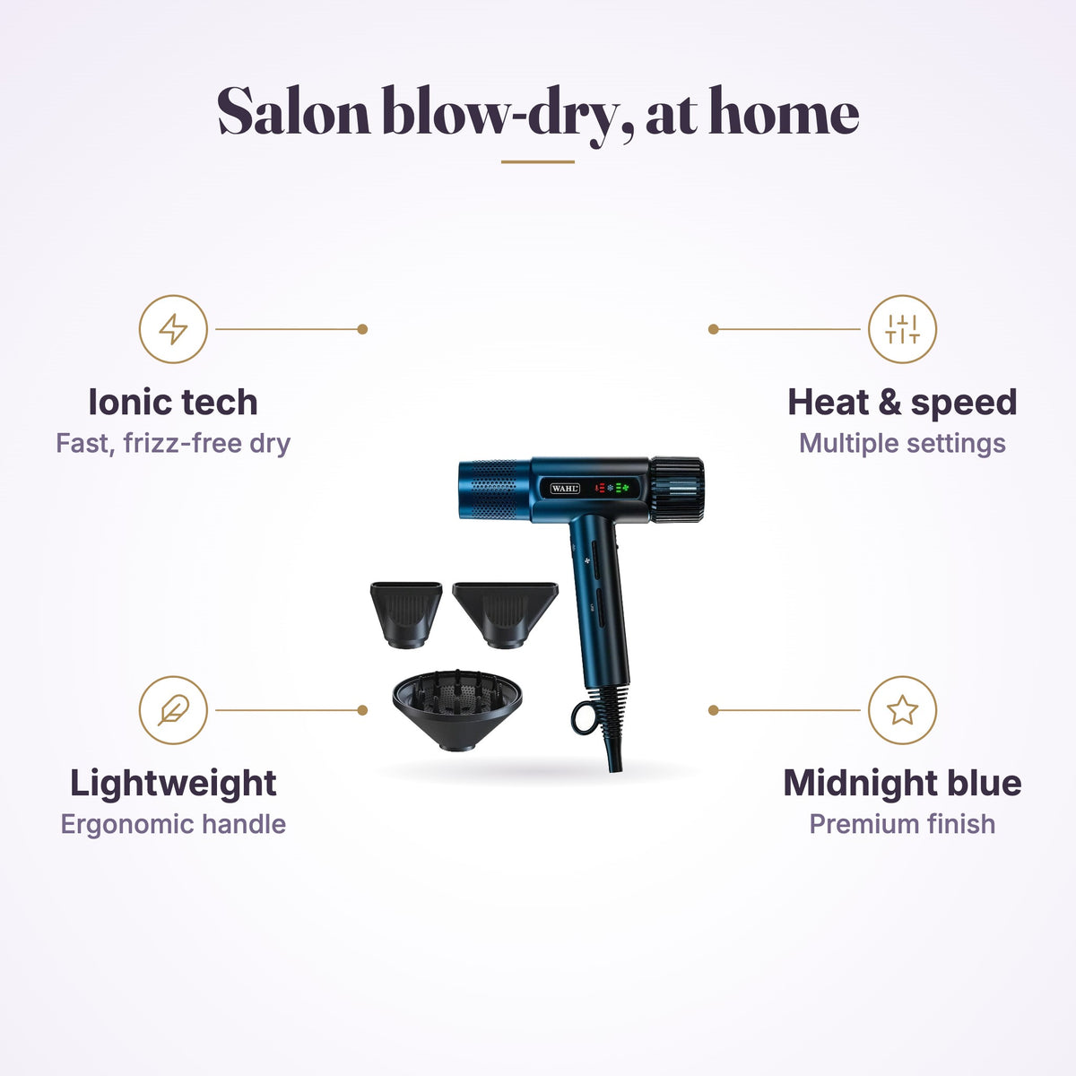 Wahl Vanquish Midnight Blue Hair Dryer product features
