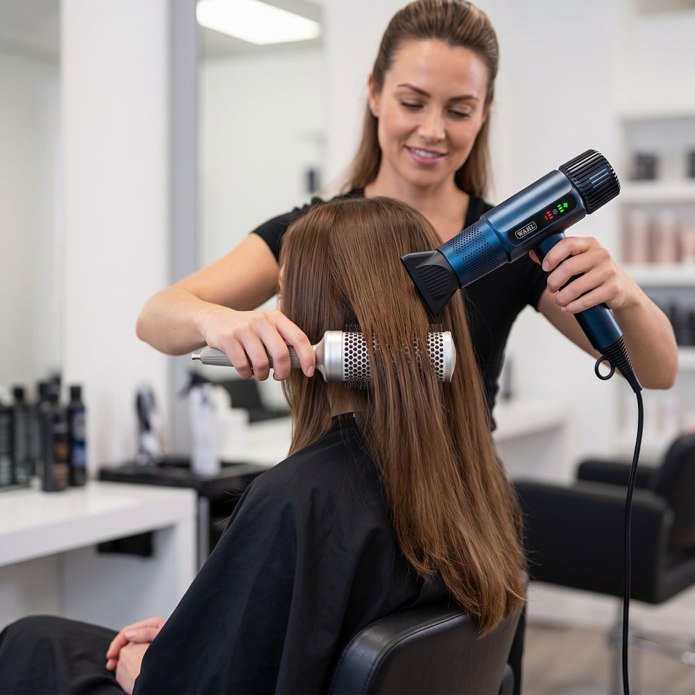 Wahl Vanquish Midnight Blue Hair Dryer in use