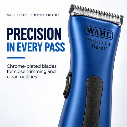 Wahl Beret blue trimmer with chrome-plated blades for close trimming and clean outlines