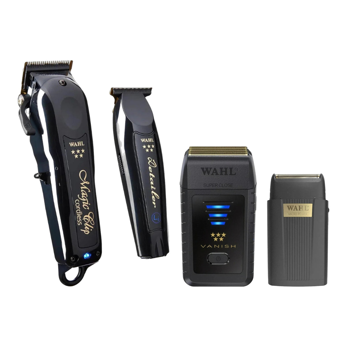 Wahl 5 Star Black Magic Clip & Detailer Li Combo + Vanish Foil Shaver & Micro Power Finishing Tool – all bundle items together