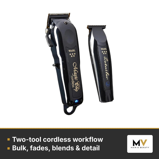 Wahl 5 Star Black Magic Clip & Detailer Li Combo – Two-tool cordless workflow, Bulk, fades, blends & detail
