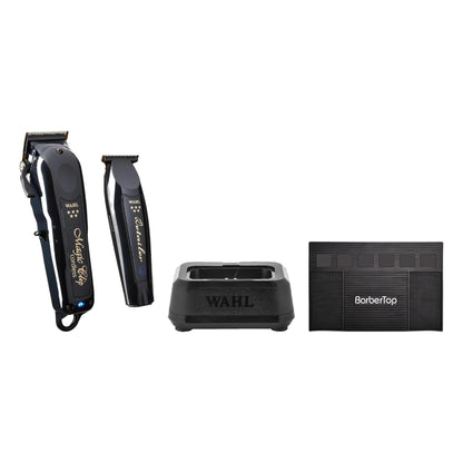 Wahl 5 Star Black Magic Clip & Detailer Li Combo + Single Power Station & BarberTop Magnetic Tool Mat – all bundle items together