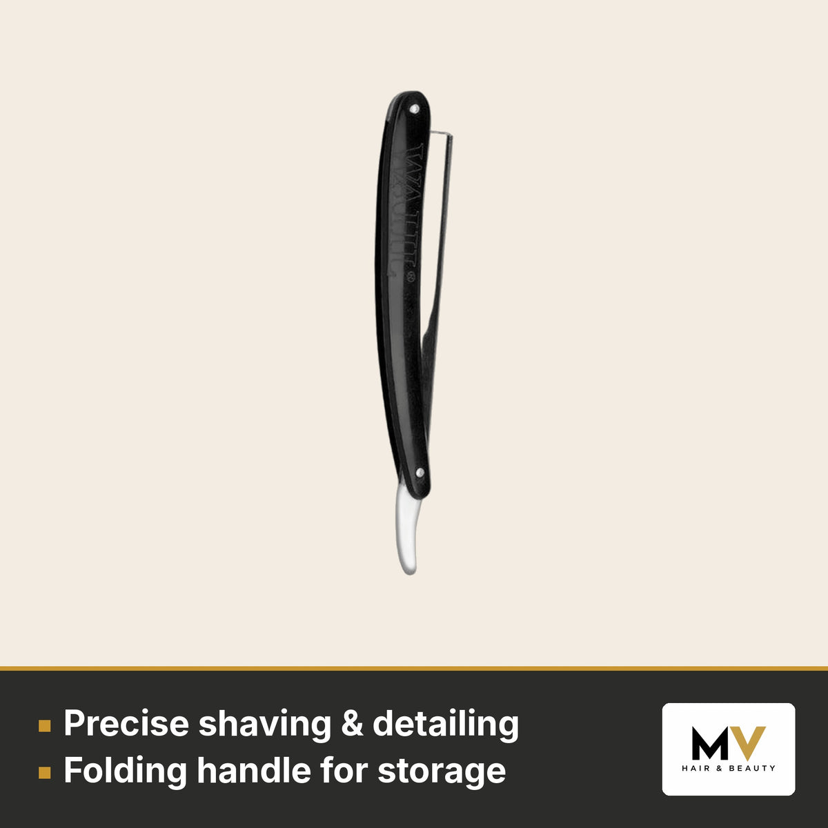 Wahl Folding Barber Razor – Black – Precise shaving & detailing, Folding handle for storage