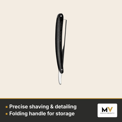 Wahl Folding Barber Razor – Black – Precise shaving & detailing, Folding handle for storage
