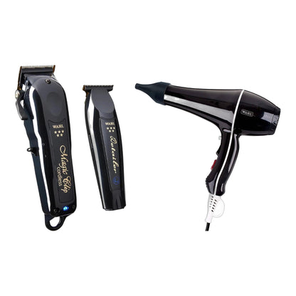 Wahl 5 Star Black Magic Clip & Detailer Li Combo + Power Dry 2000W Dryer – all bundle items together