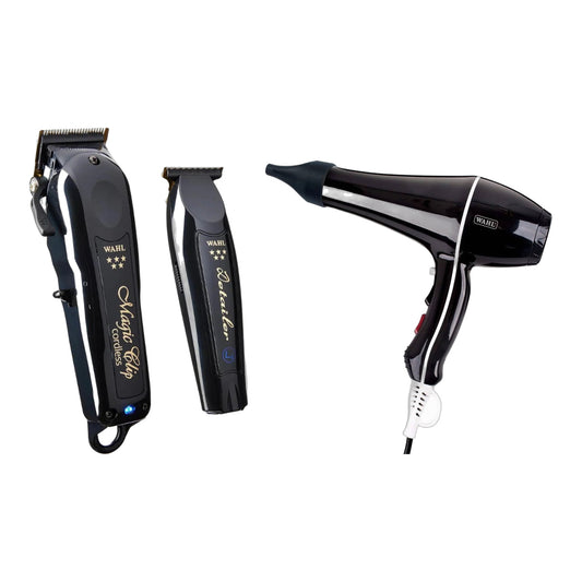 Wahl 5 Star Black Magic Clip & Detailer Li Combo + Power Dry 2000W Dryer – all bundle items together