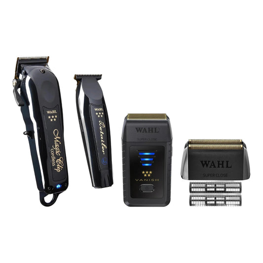 Wahl 5 Star Black Magic Clip & Detailer Li Combo + Vanish Foil Shaver & Vanish Replacement Foil Set – all bundle items together
