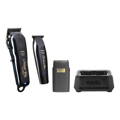 Wahl 5 Star Black Magic Clip & Detailer Li Combo + Micro Power Finishing Tool & Single Power Station – all bundle items together