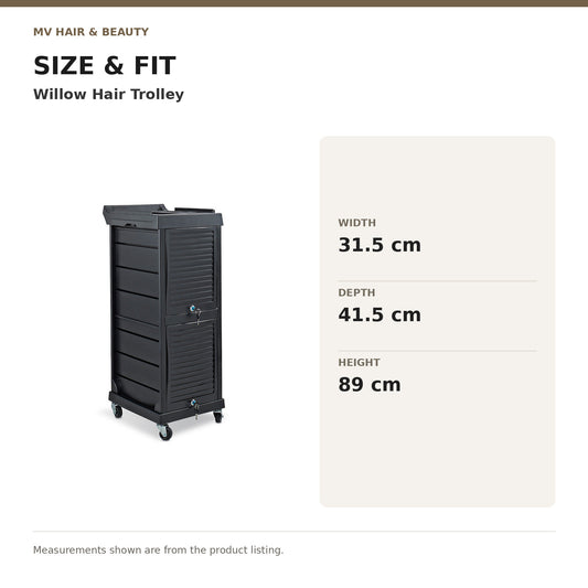 Willow Hair Trolley dimensions: Width: 31.5 cm; Depth: 41.5 cm; Height: 89 cm